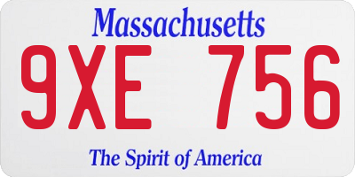 MA license plate 9XE756