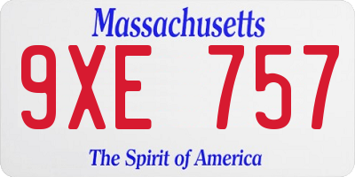 MA license plate 9XE757