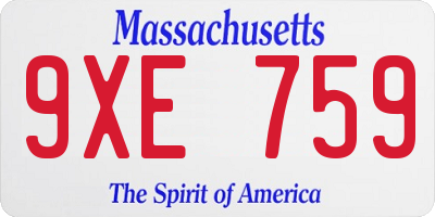 MA license plate 9XE759