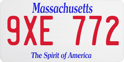 MA license plate 9XE772