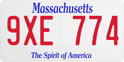 MA license plate 9XE774