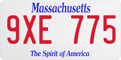 MA license plate 9XE775