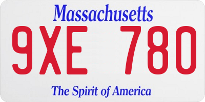 MA license plate 9XE780