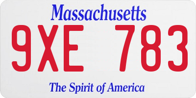 MA license plate 9XE783