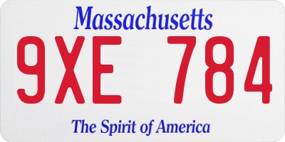MA license plate 9XE784