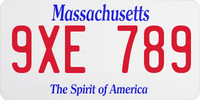 MA license plate 9XE789