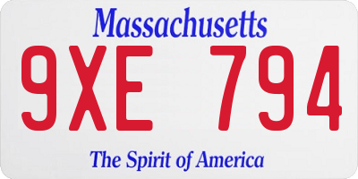 MA license plate 9XE794