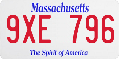 MA license plate 9XE796