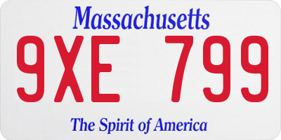 MA license plate 9XE799