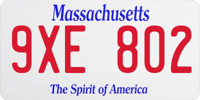 MA license plate 9XE802
