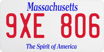 MA license plate 9XE806