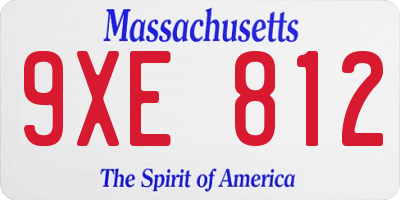 MA license plate 9XE812