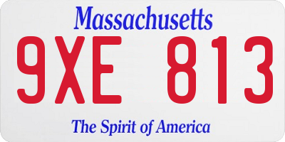 MA license plate 9XE813