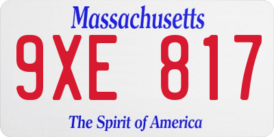 MA license plate 9XE817