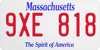 MA license plate 9XE818