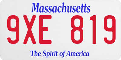 MA license plate 9XE819