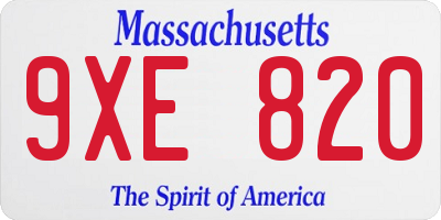MA license plate 9XE820