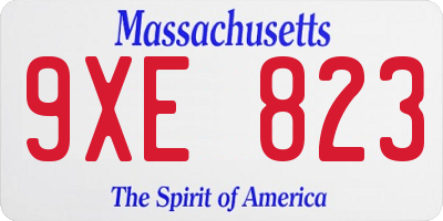 MA license plate 9XE823
