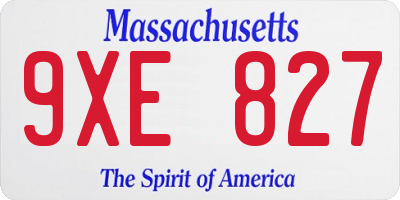 MA license plate 9XE827