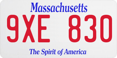 MA license plate 9XE830