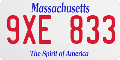 MA license plate 9XE833