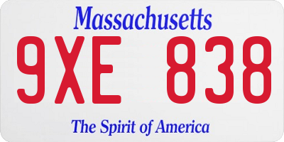 MA license plate 9XE838