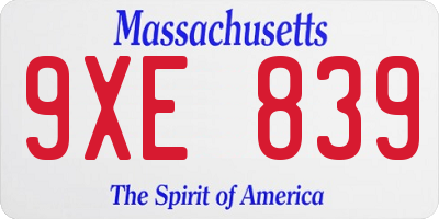 MA license plate 9XE839