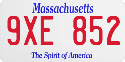 MA license plate 9XE852