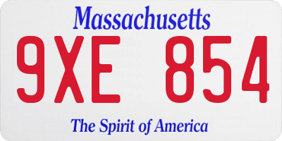 MA license plate 9XE854
