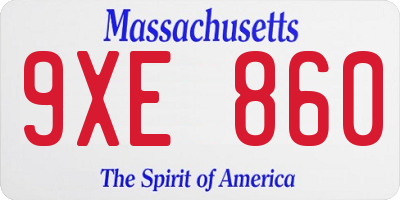 MA license plate 9XE860