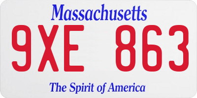 MA license plate 9XE863