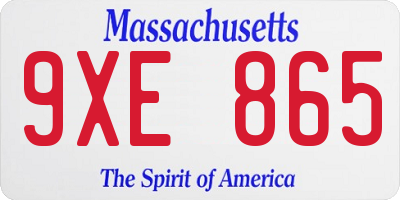 MA license plate 9XE865