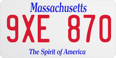 MA license plate 9XE870