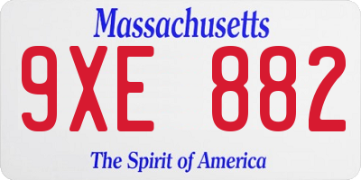 MA license plate 9XE882