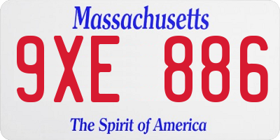 MA license plate 9XE886