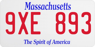MA license plate 9XE893