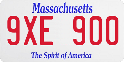 MA license plate 9XE900