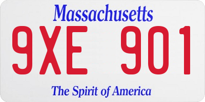 MA license plate 9XE901