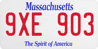 MA license plate 9XE903