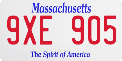 MA license plate 9XE905