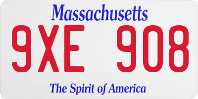 MA license plate 9XE908