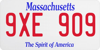 MA license plate 9XE909