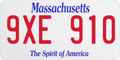MA license plate 9XE910