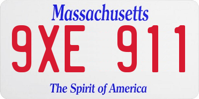 MA license plate 9XE911