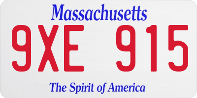 MA license plate 9XE915