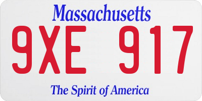 MA license plate 9XE917