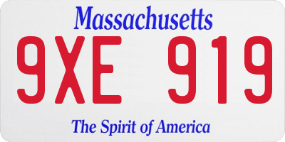 MA license plate 9XE919