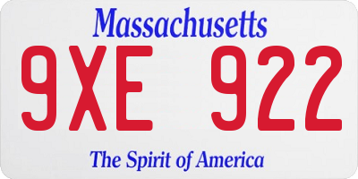 MA license plate 9XE922