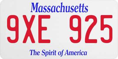 MA license plate 9XE925
