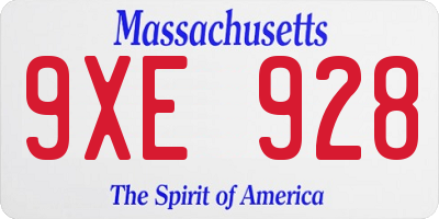 MA license plate 9XE928